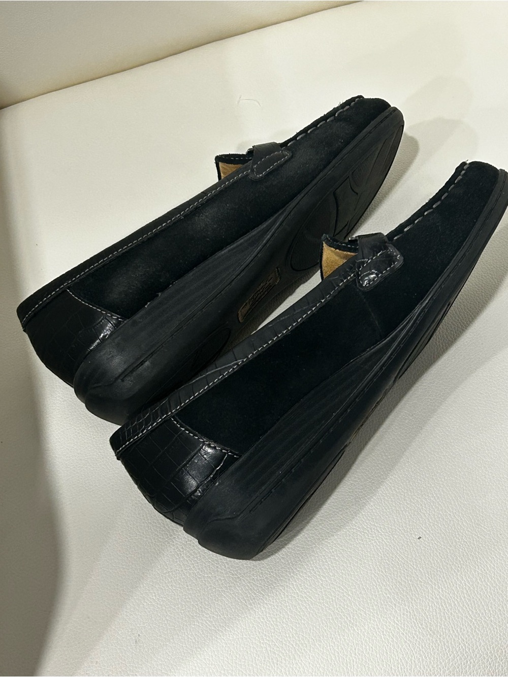 Natural Soul Black Suede Slip-On Loafers with Silver Buckle - Picture 4 of 6
